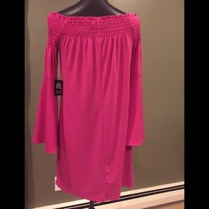 Off shoulder raspberry dress